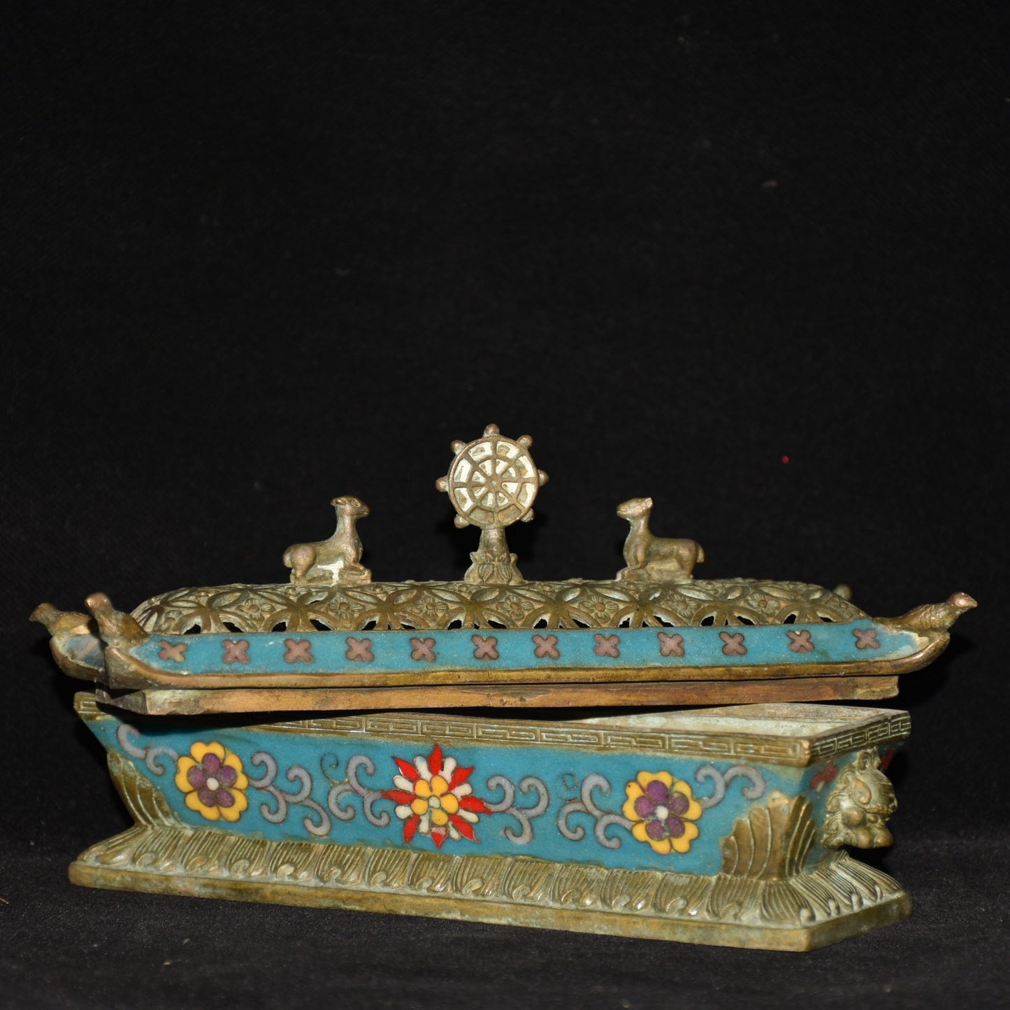 Pure copper cloisonne incense burner ornament