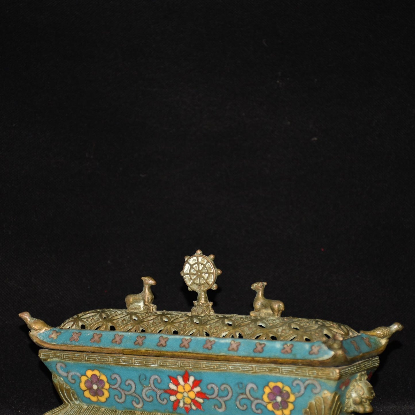 Pure copper cloisonne incense burner ornament