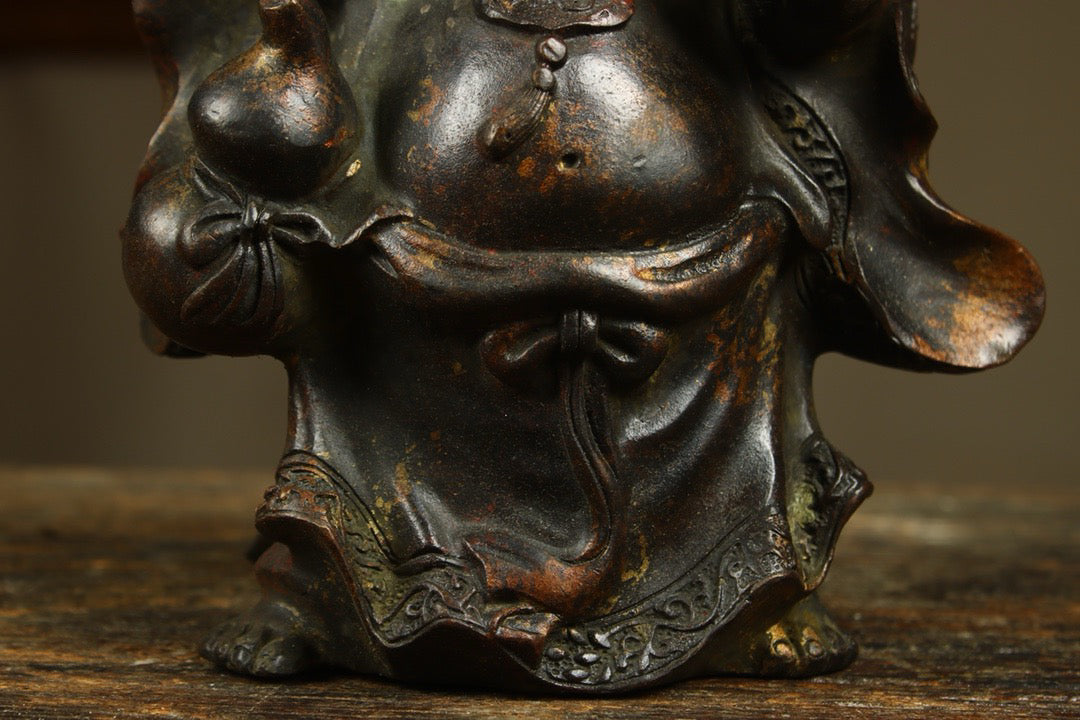 Chinese antique bronze gilded handmade Maitreya statue