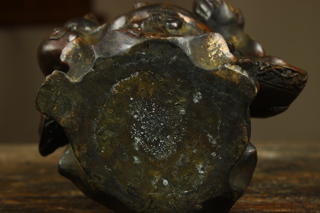 Chinese antique bronze gilded handmade Maitreya statue