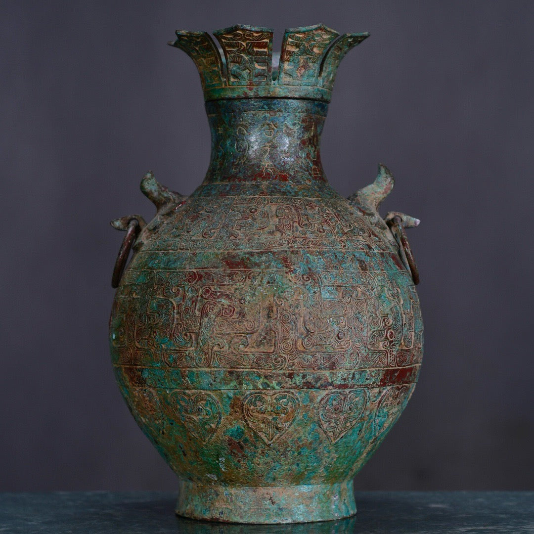 Chinese antique bronze lotus vase