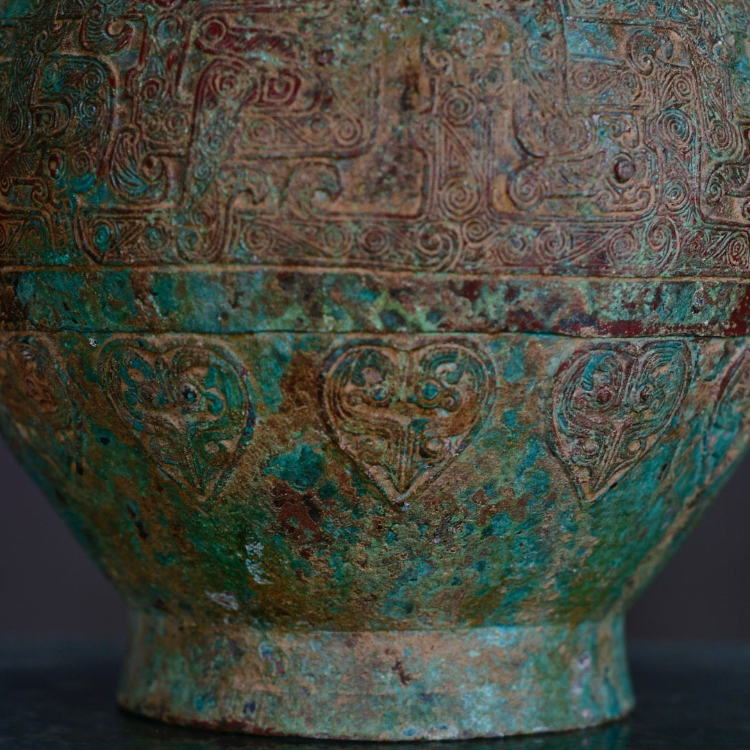 Chinese antique bronze lotus vase