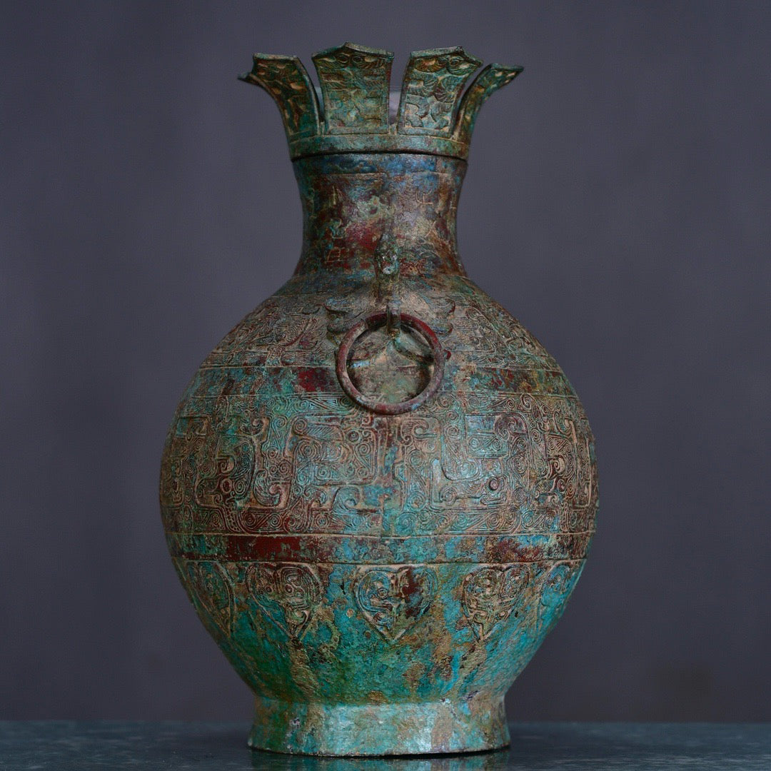 Chinese antique bronze lotus vase