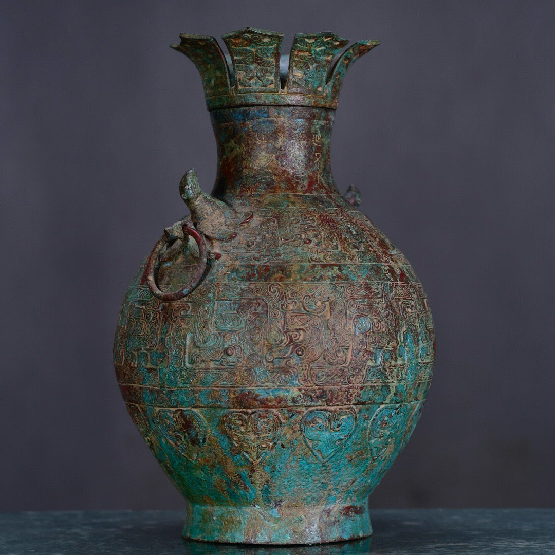 Chinese antique bronze lotus vase