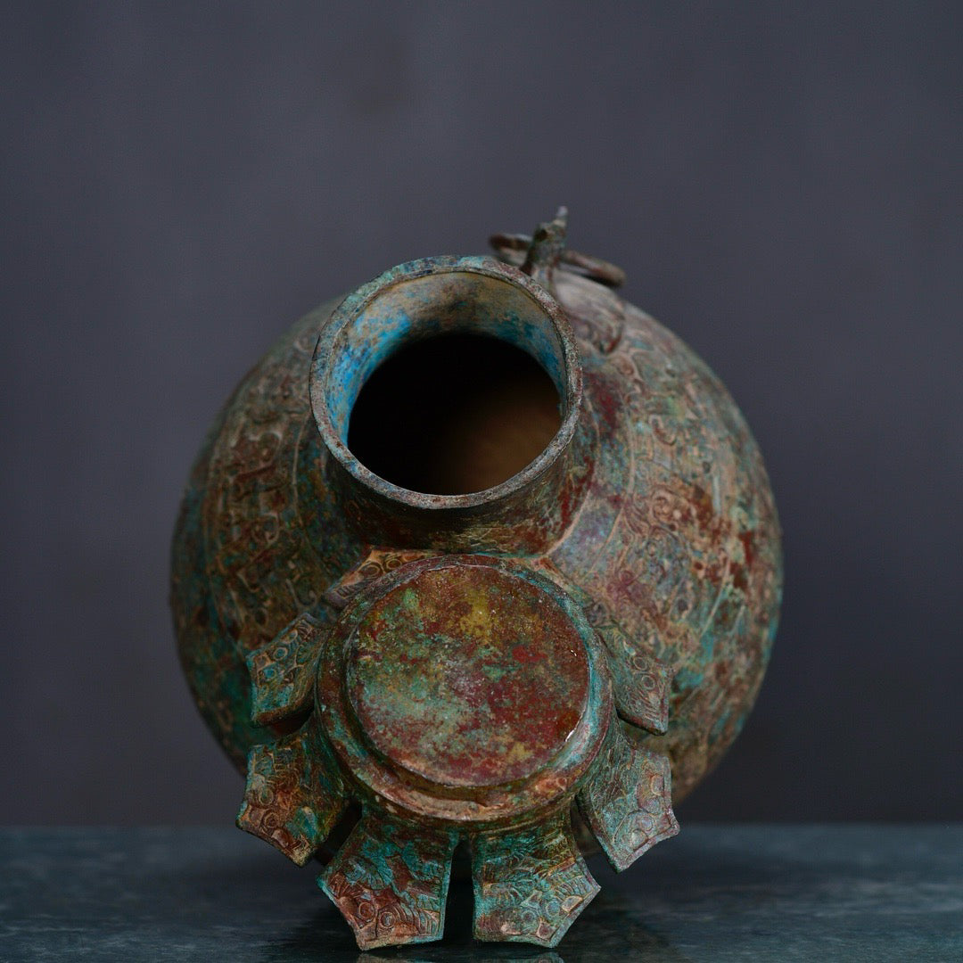 Chinese antique bronze lotus vase