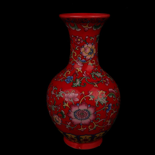 Red enamel flower pattern appreciation bottle