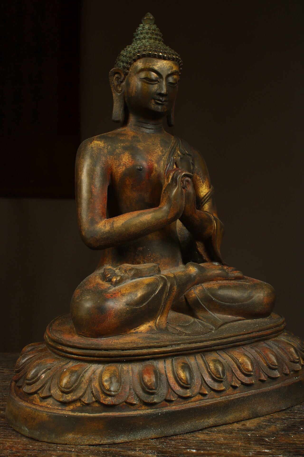 Chinese antique pure copper statue of the Great Sun Buddha