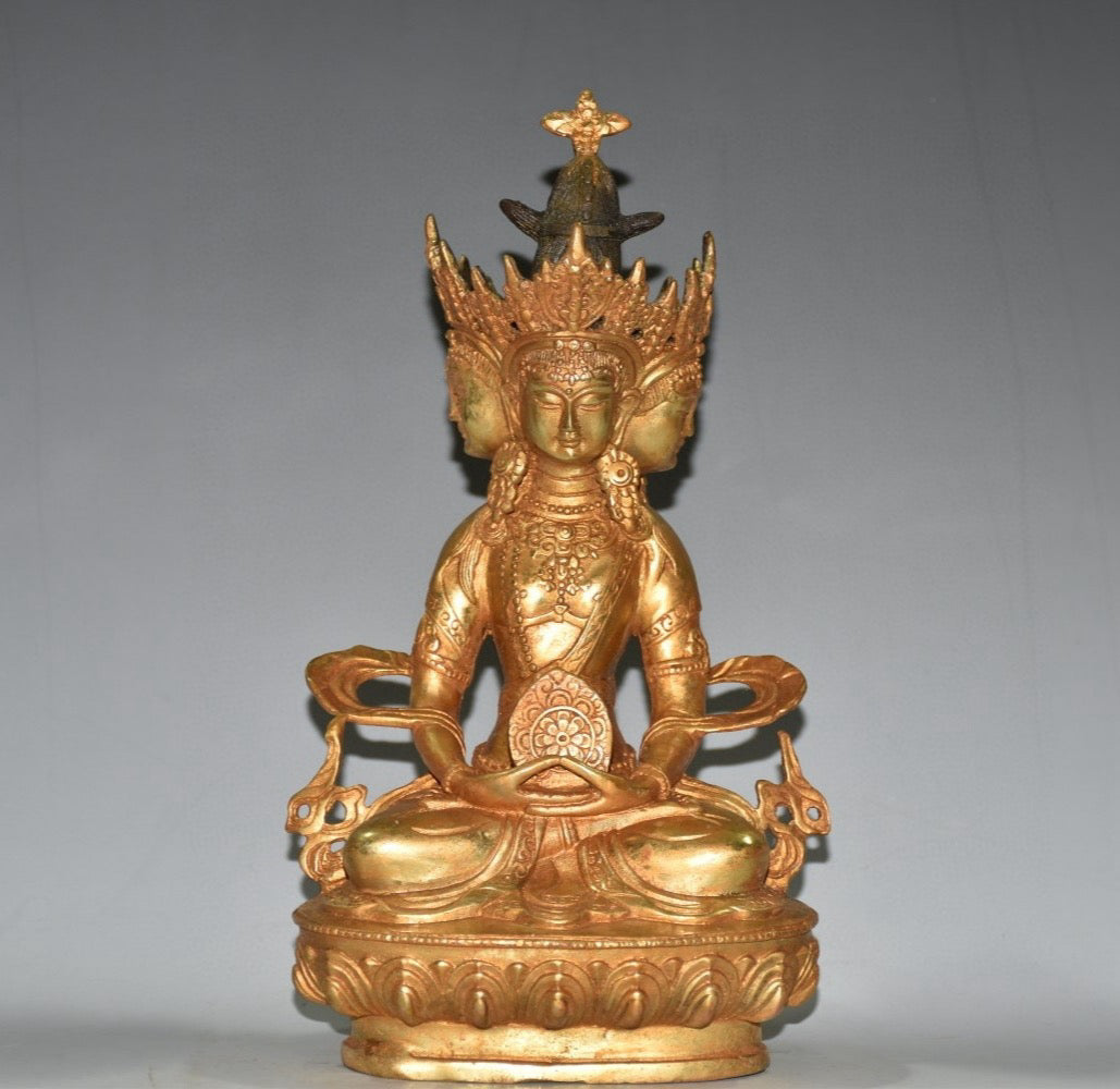 Pure copper four sided Buddha statue ornament
