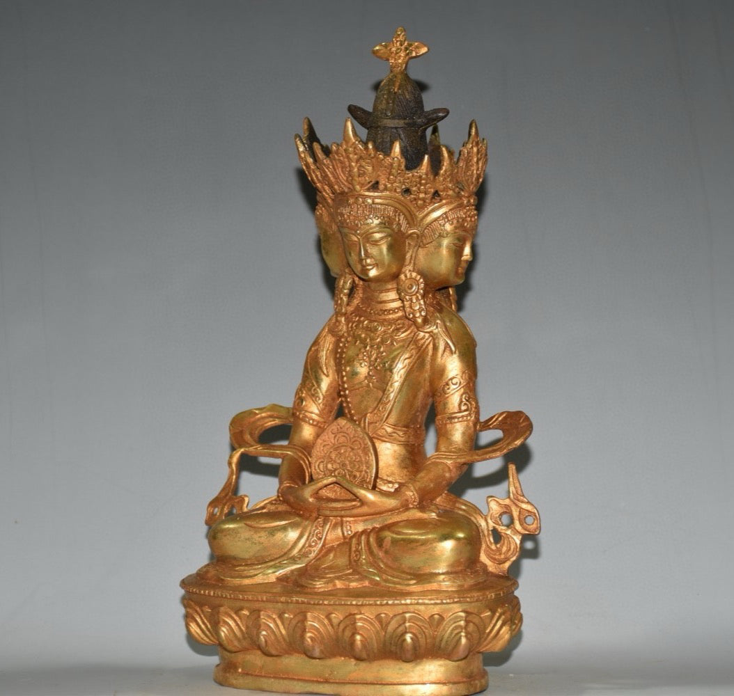 Pure copper four sided Buddha statue ornament