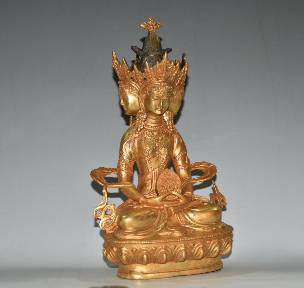 Pure copper four sided Buddha statue ornament
