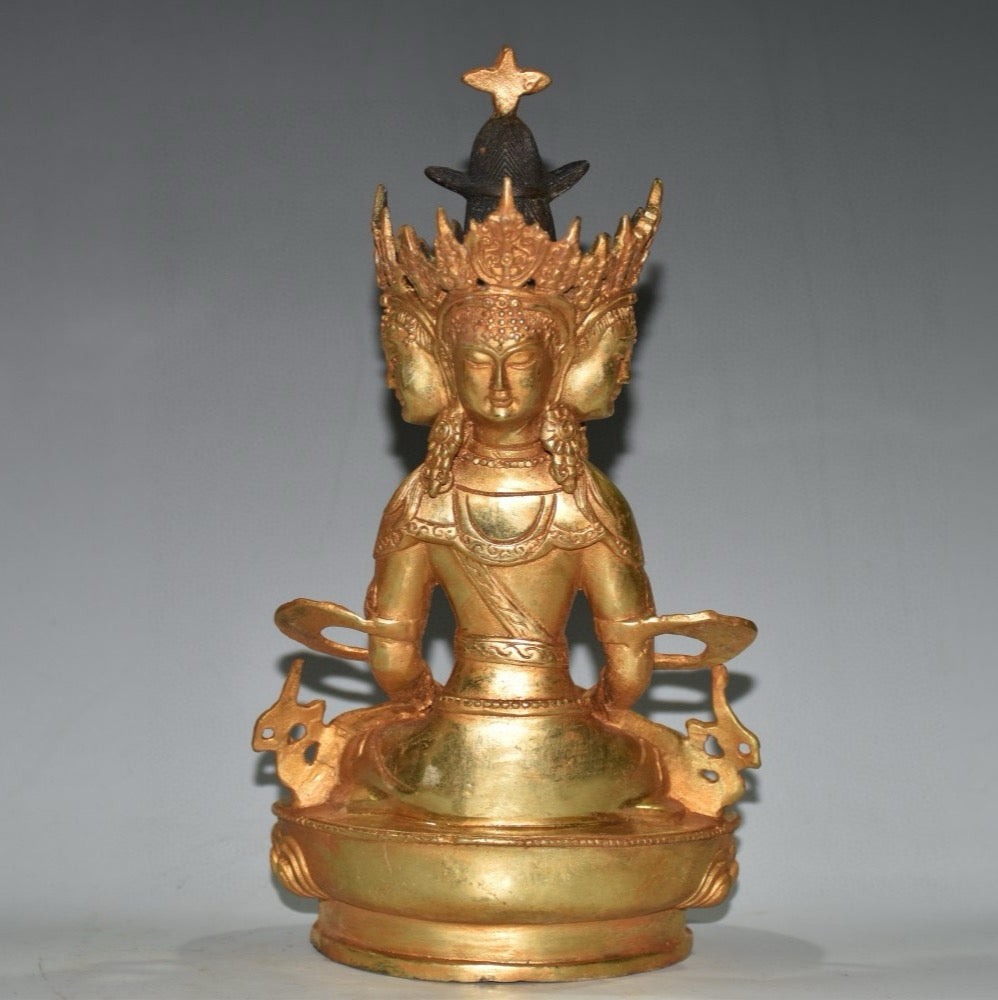 Pure copper four sided Buddha statue ornament