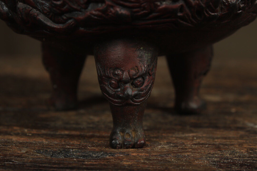 Chinese Antique Pure Copper Eight Immortals Cross the Sea Incense Burner