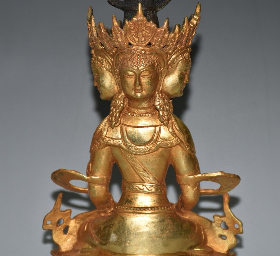 Pure copper four sided Buddha statue ornament