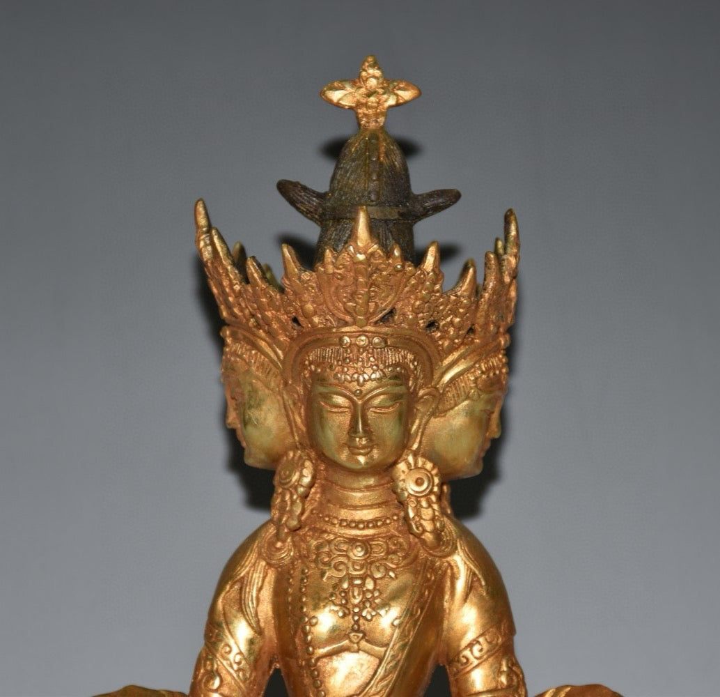 Pure copper four sided Buddha statue ornament