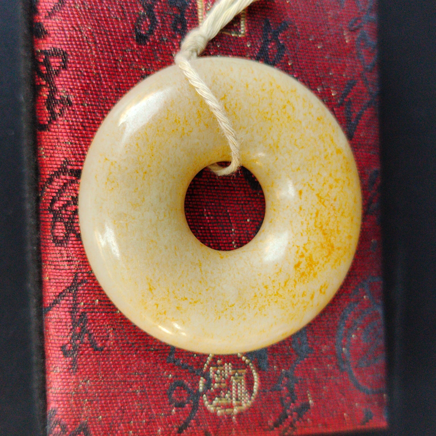 Collections Natural Hotan Jade safety clasp, white jade, doughnut, necklace, pendant