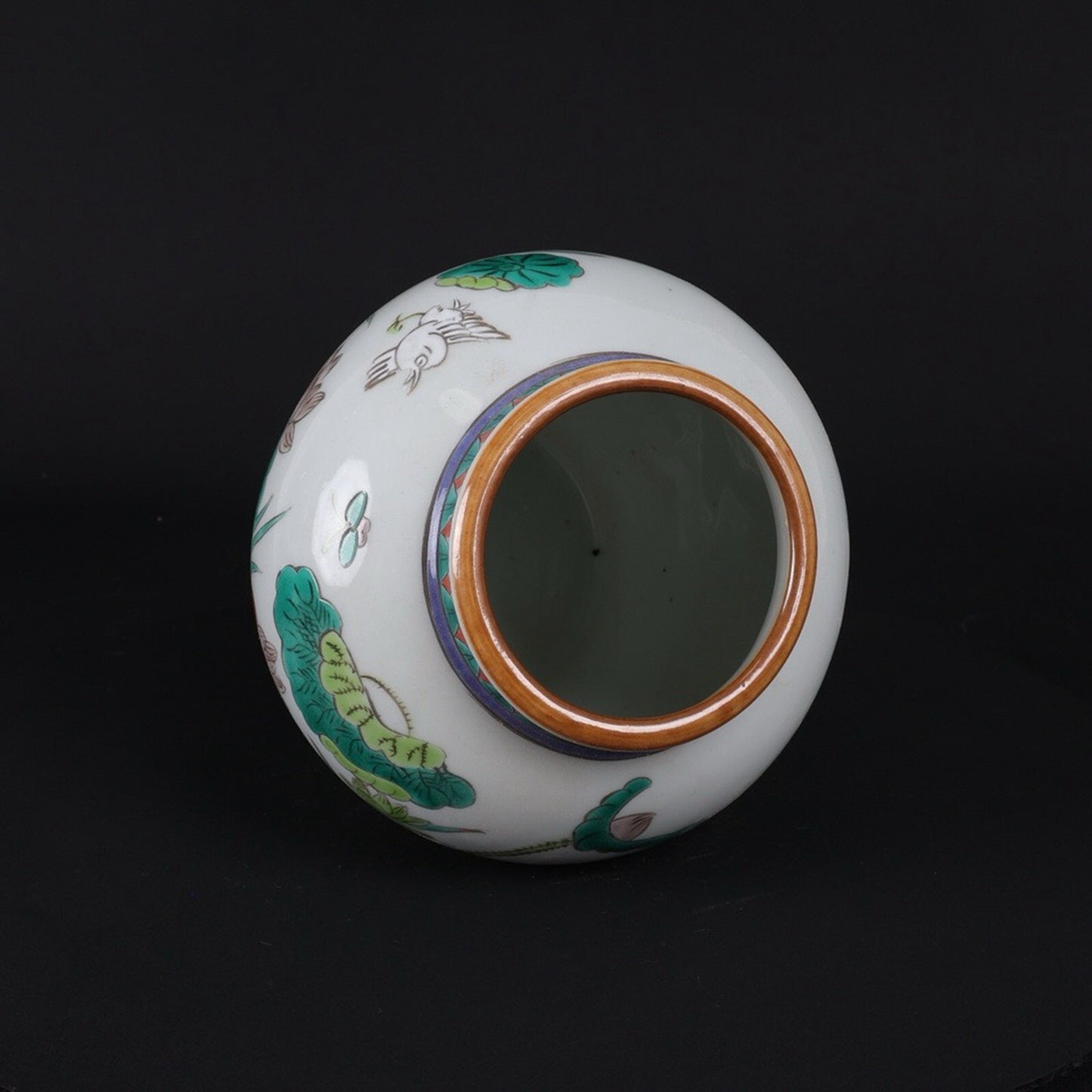 Pink Mandarin Duck Playing with Lotus Pattern Bright Pot