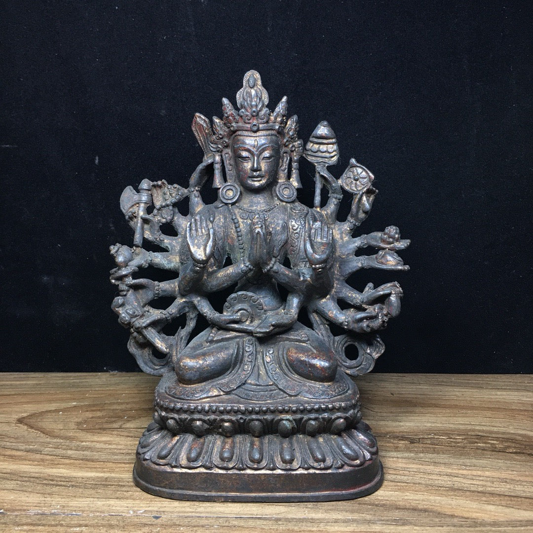 Chinese Antique Pure Copper Thousand Handed Guanyin