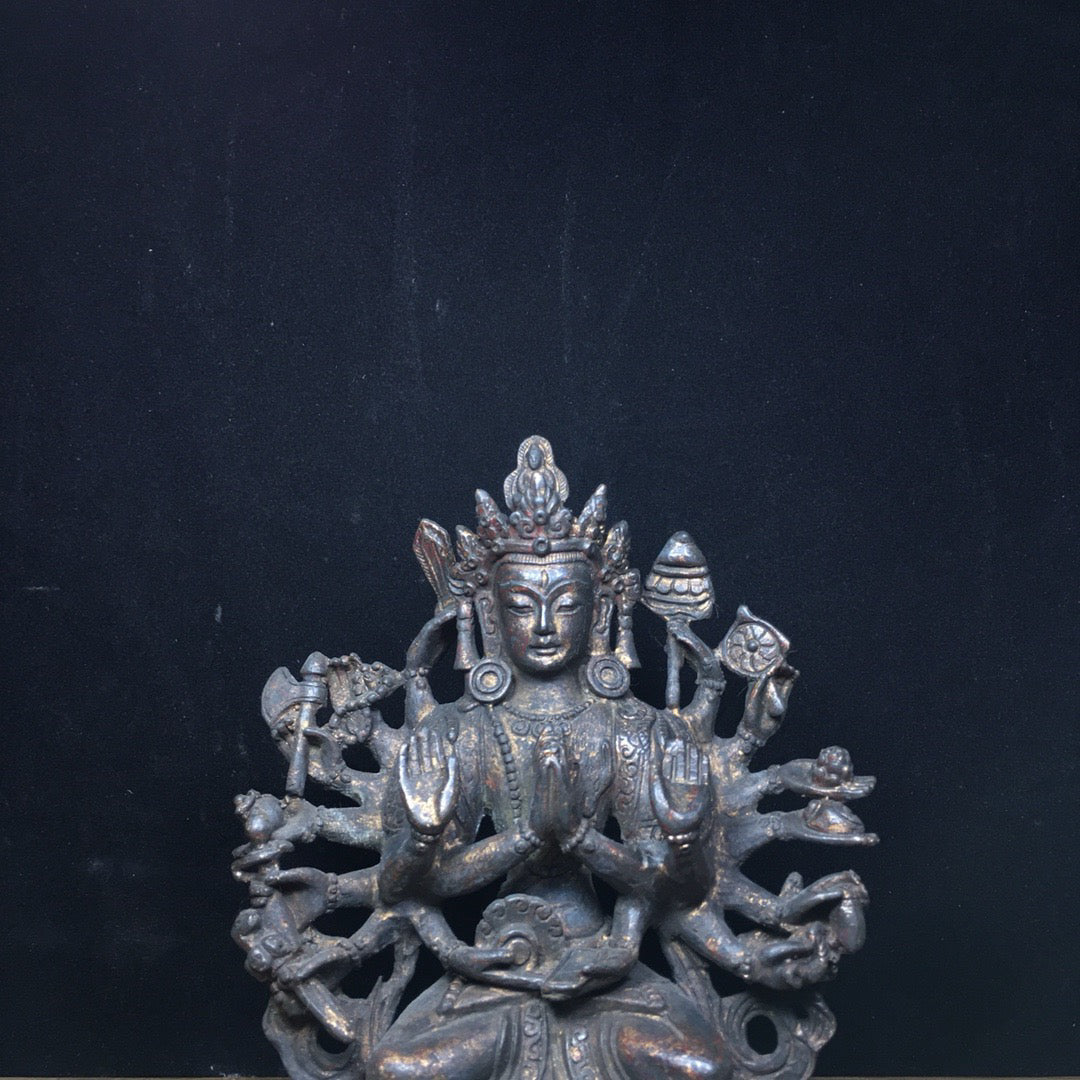 Chinese Antique Pure Copper Thousand Handed Guanyin