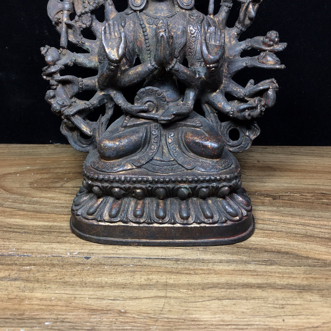 Chinese Antique Pure Copper Thousand Handed Guanyin