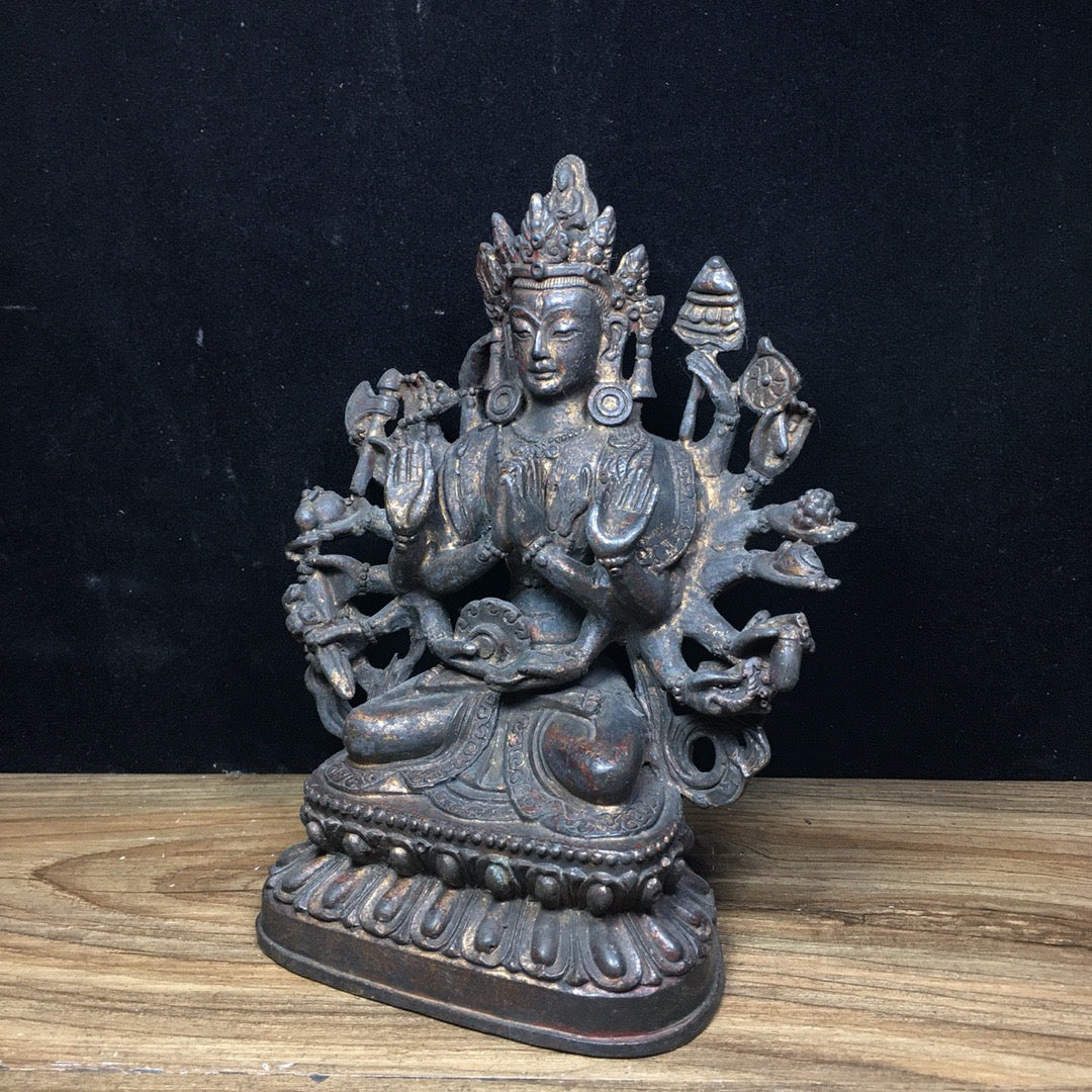 Chinese Antique Pure Copper Thousand Handed Guanyin