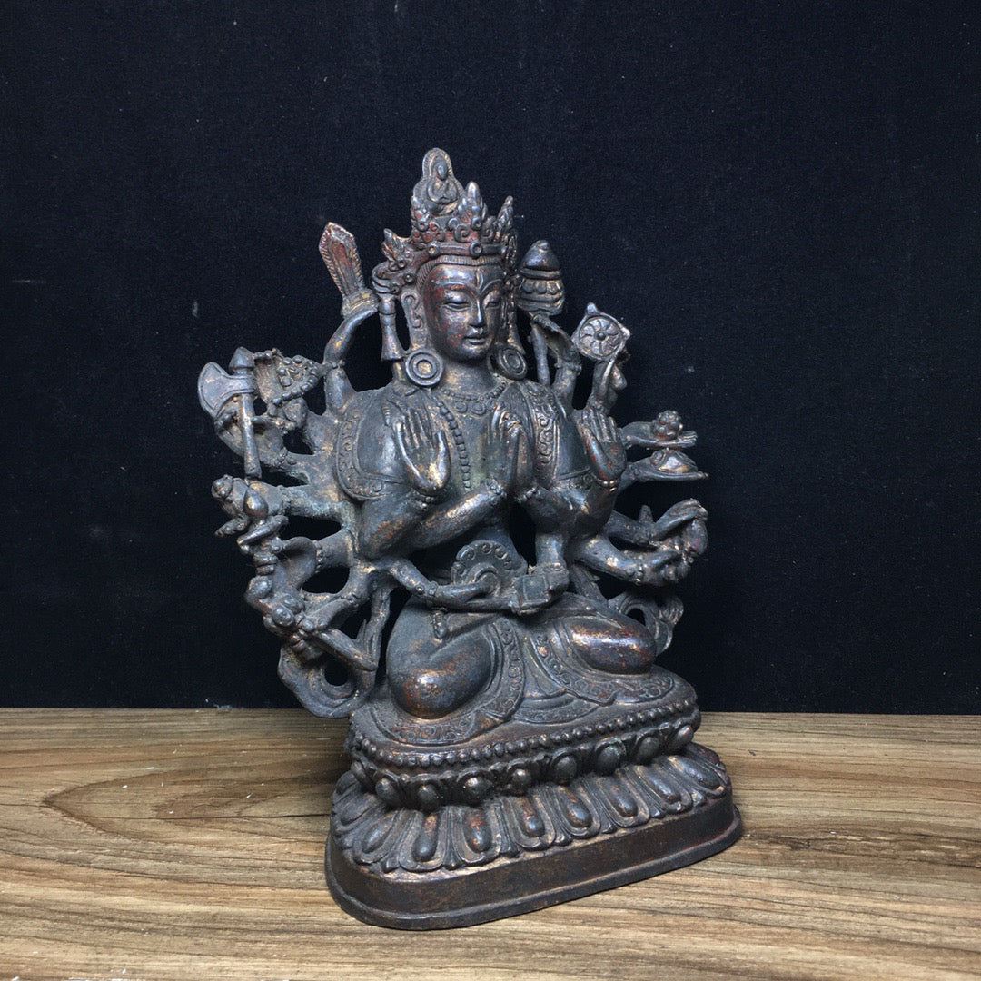 Chinese Antique Pure Copper Thousand Handed Guanyin