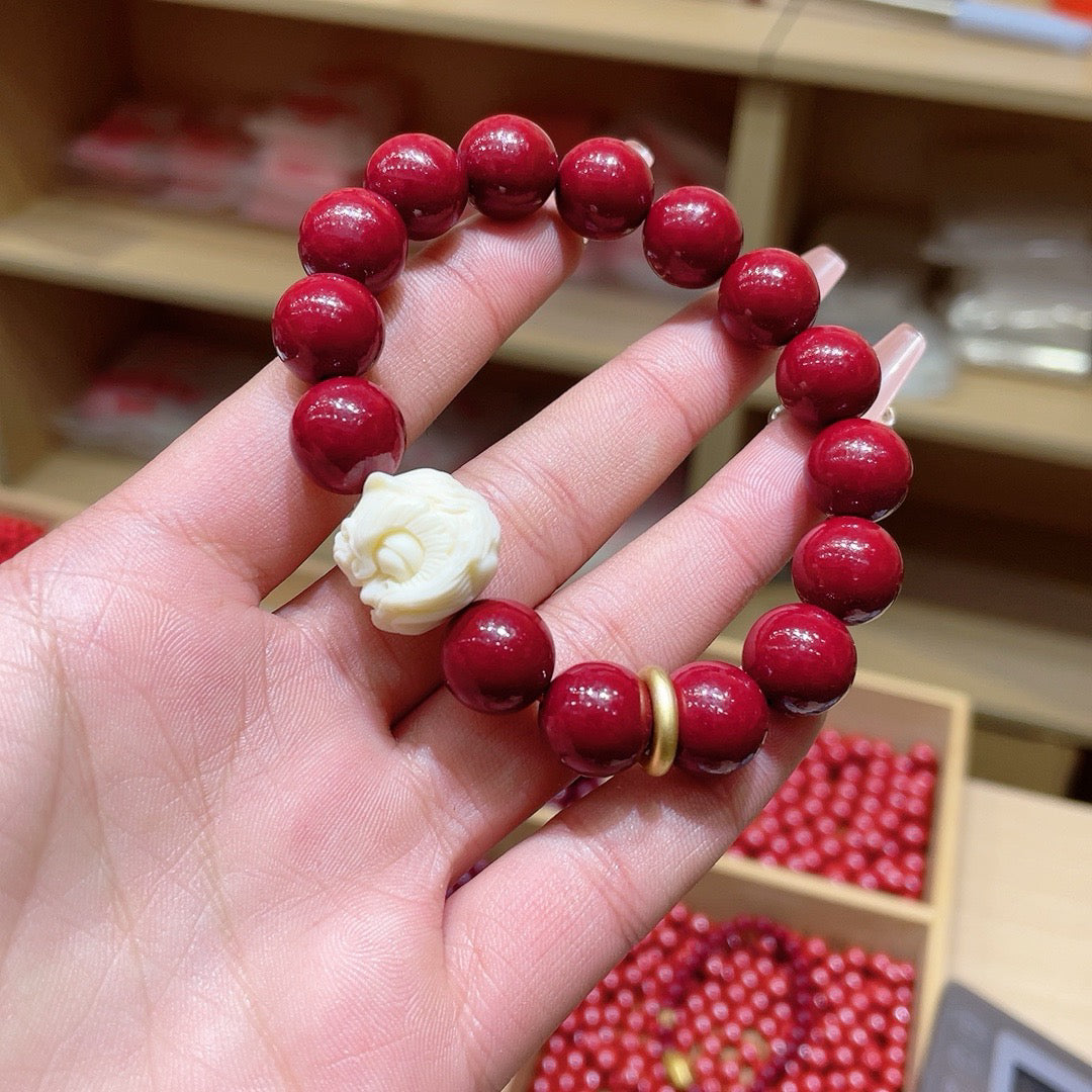 Vermilion and purple clay lion awakening bracelets