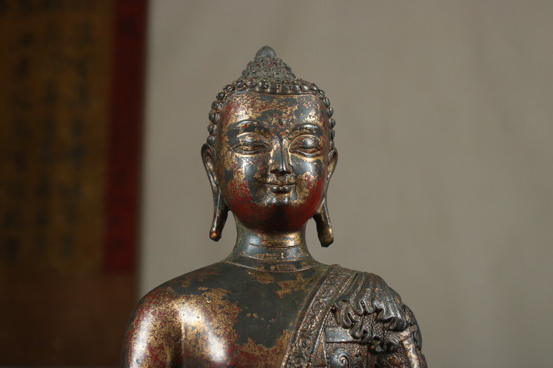 Chinese antique pure copper pharmacist Buddha statue