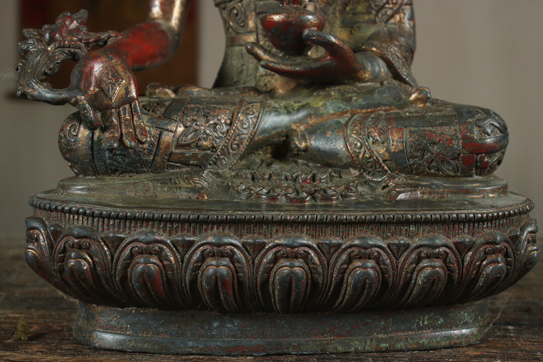 Chinese antique pure copper pharmacist Buddha statue