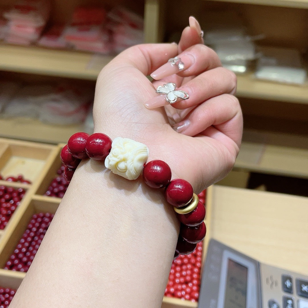 Vermilion and purple clay lion awakening bracelets