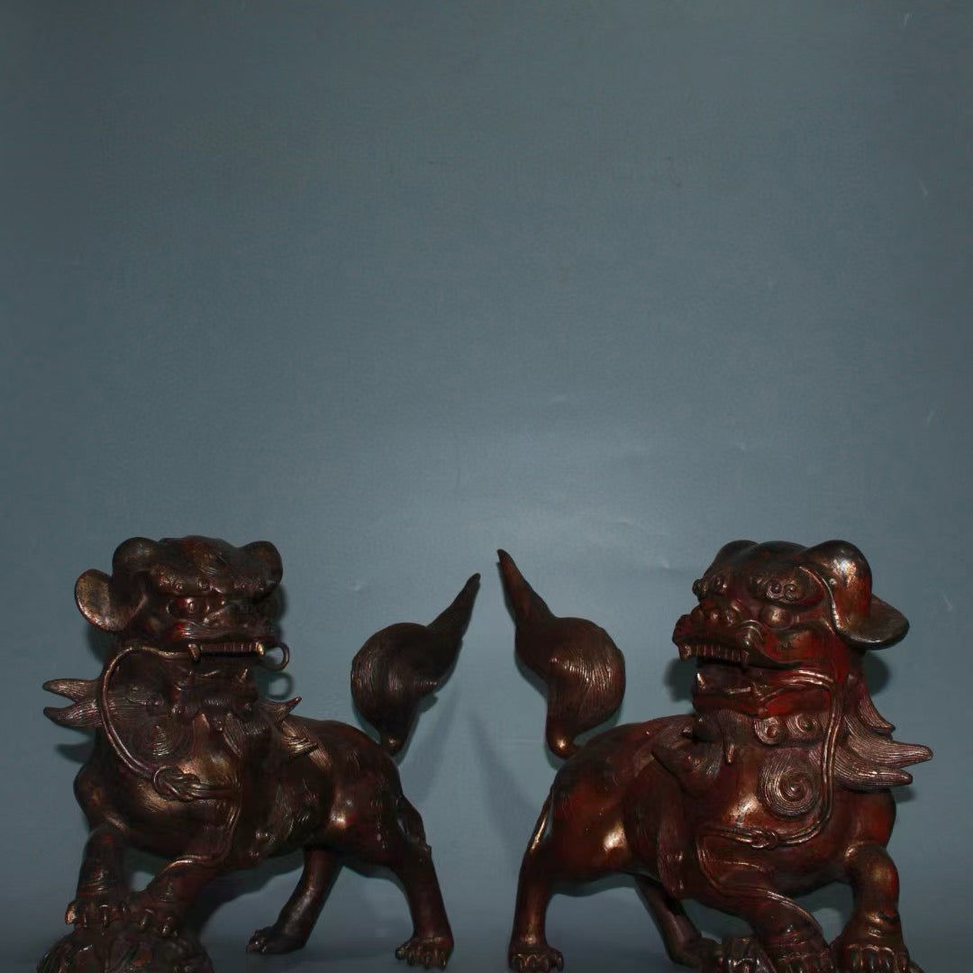 Pure copper lion embroidered ball beast ornament