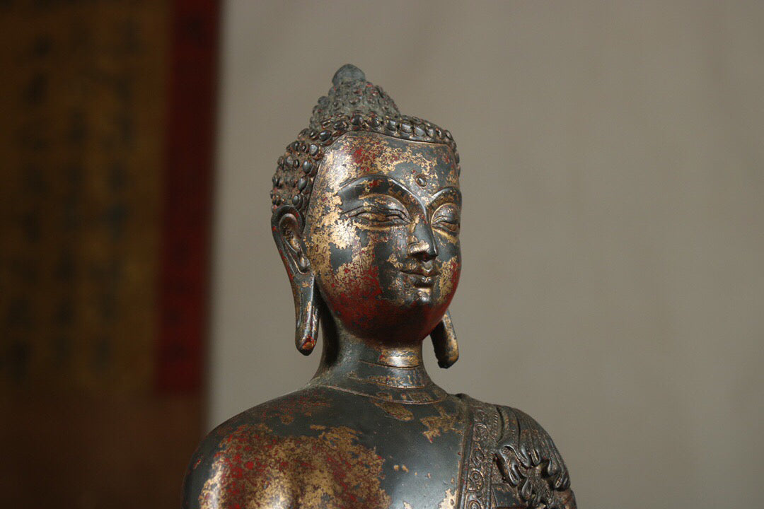 Chinese antique pure copper pharmacist Buddha statue