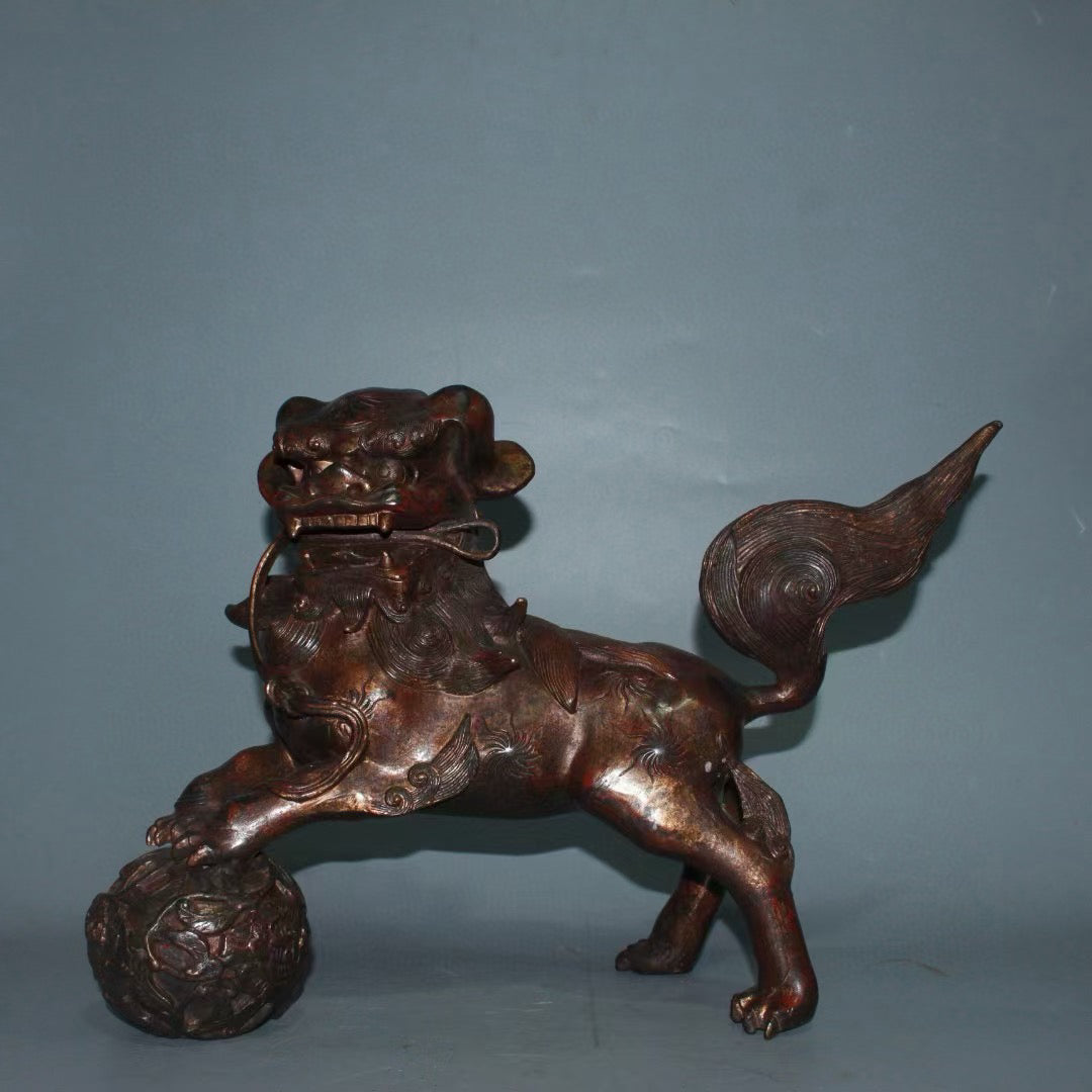 Pure copper lion embroidered ball beast ornament