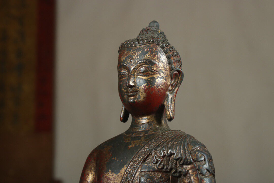 Chinese antique pure copper pharmacist Buddha statue