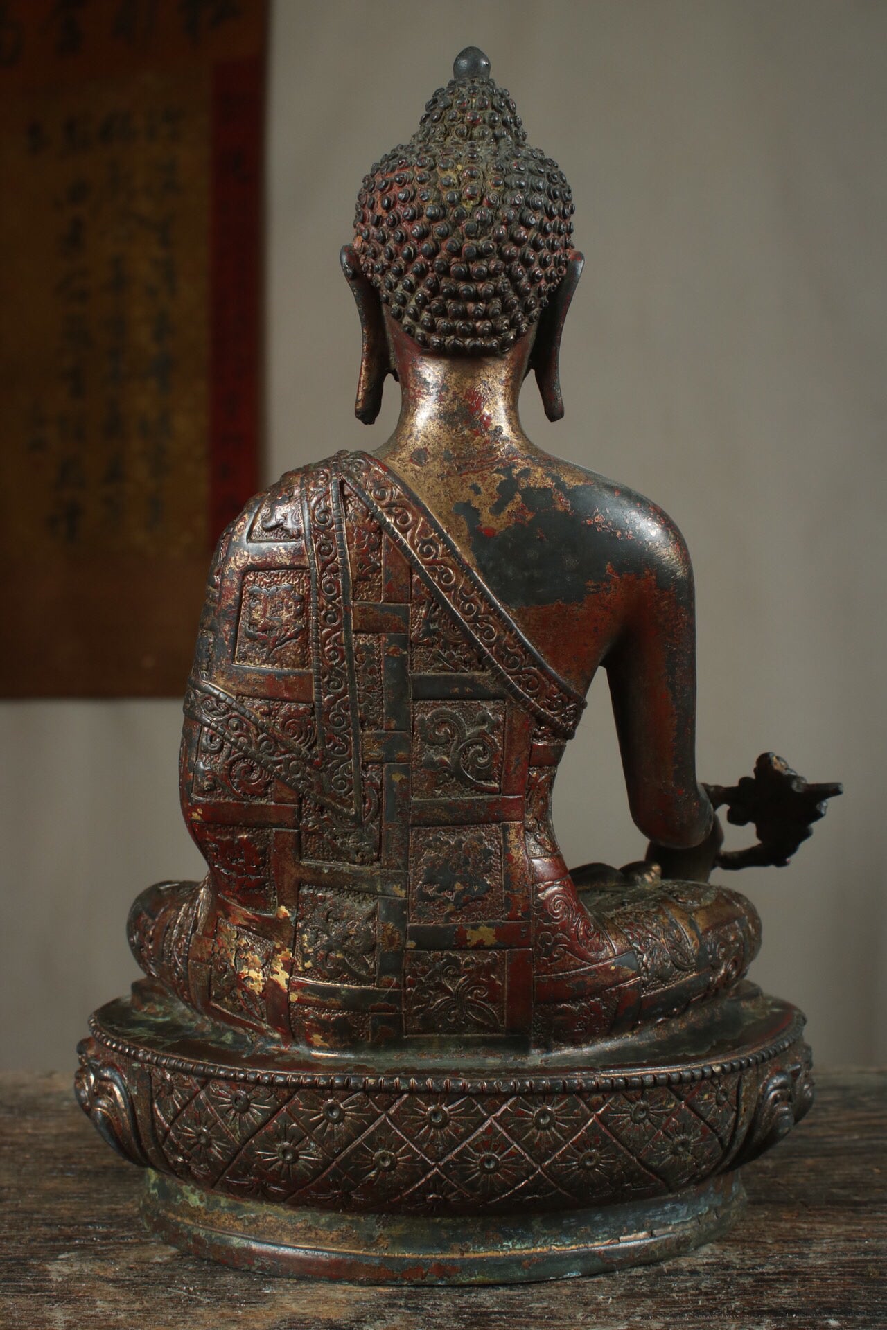 Chinese antique pure copper pharmacist Buddha statue