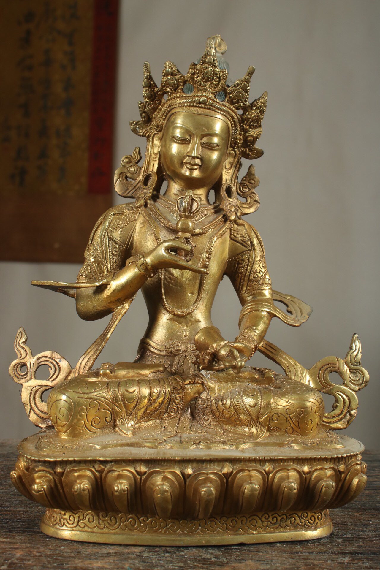 Chinese Antique Pure Copper Vajra Sutra Buddha Statue