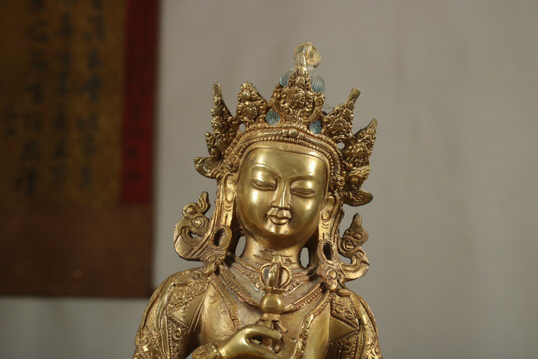 Chinese Antique Pure Copper Vajra Sutra Buddha Statue