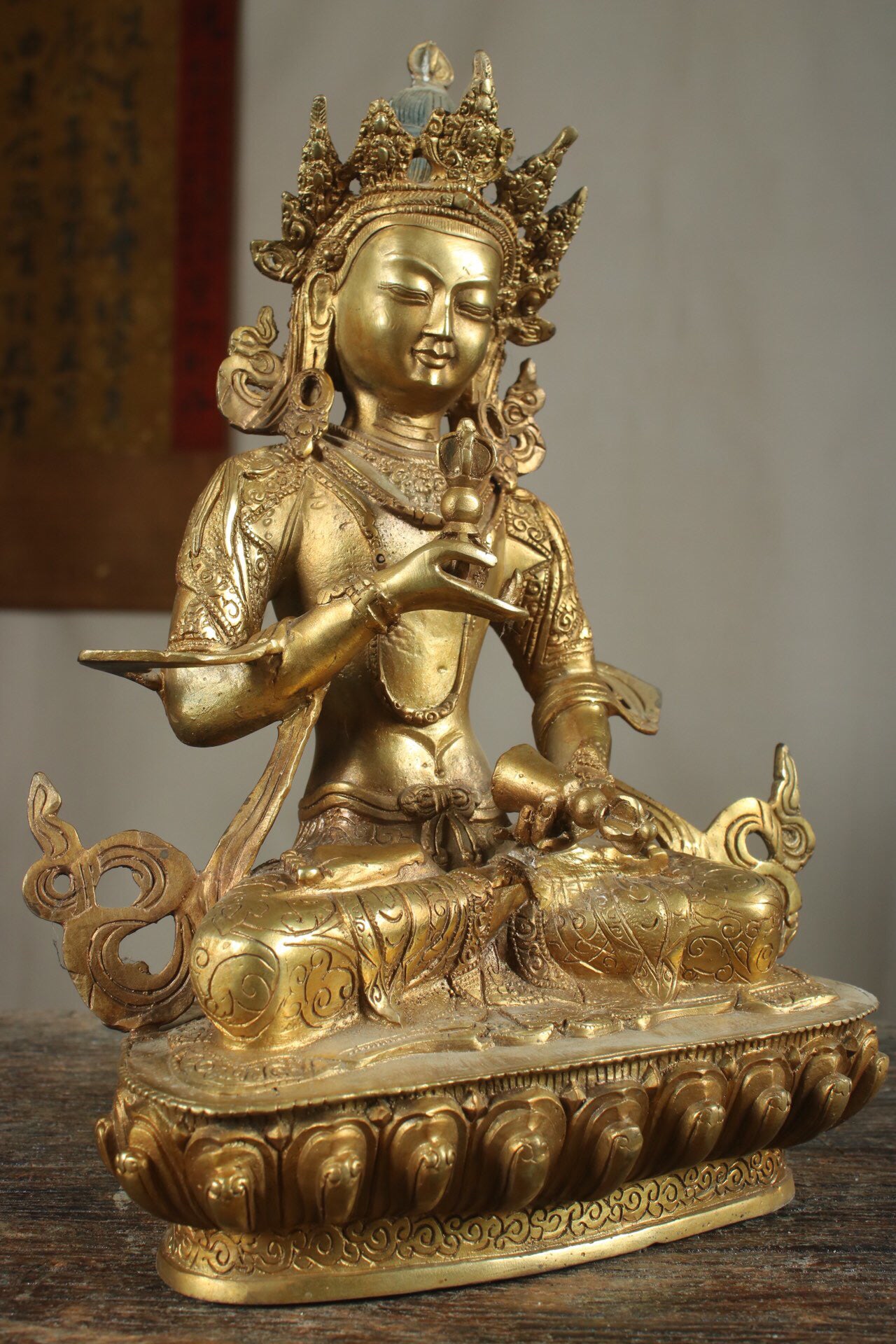 Chinese Antique Pure Copper Vajra Sutra Buddha Statue