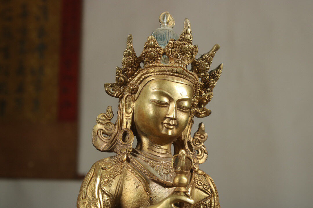Chinese Antique Pure Copper Vajra Sutra Buddha Statue