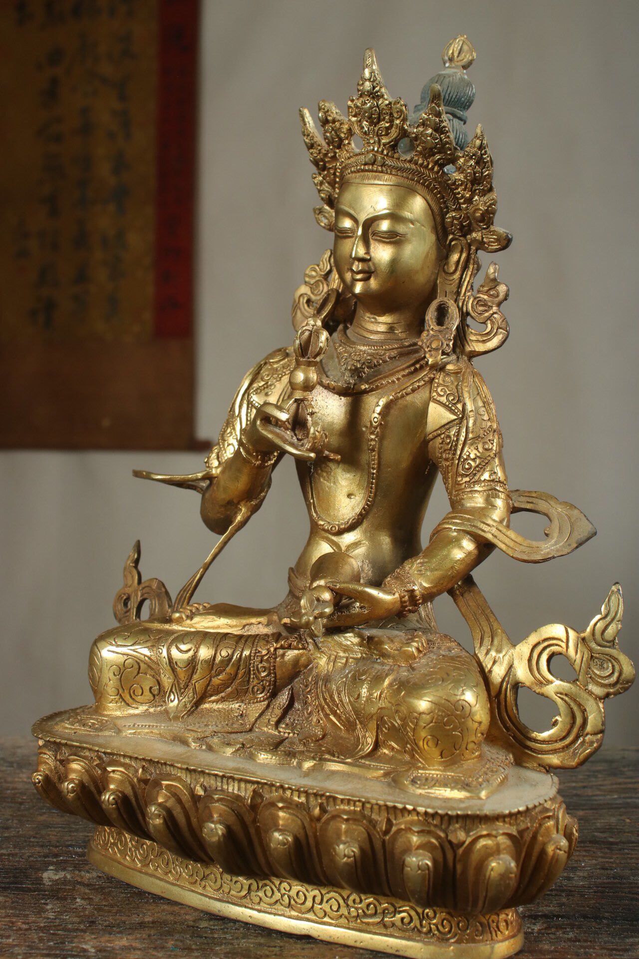 Chinese Antique Pure Copper Vajra Sutra Buddha Statue