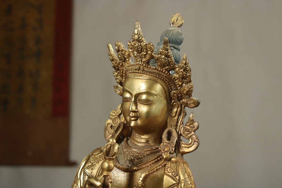 Chinese Antique Pure Copper Vajra Sutra Buddha Statue