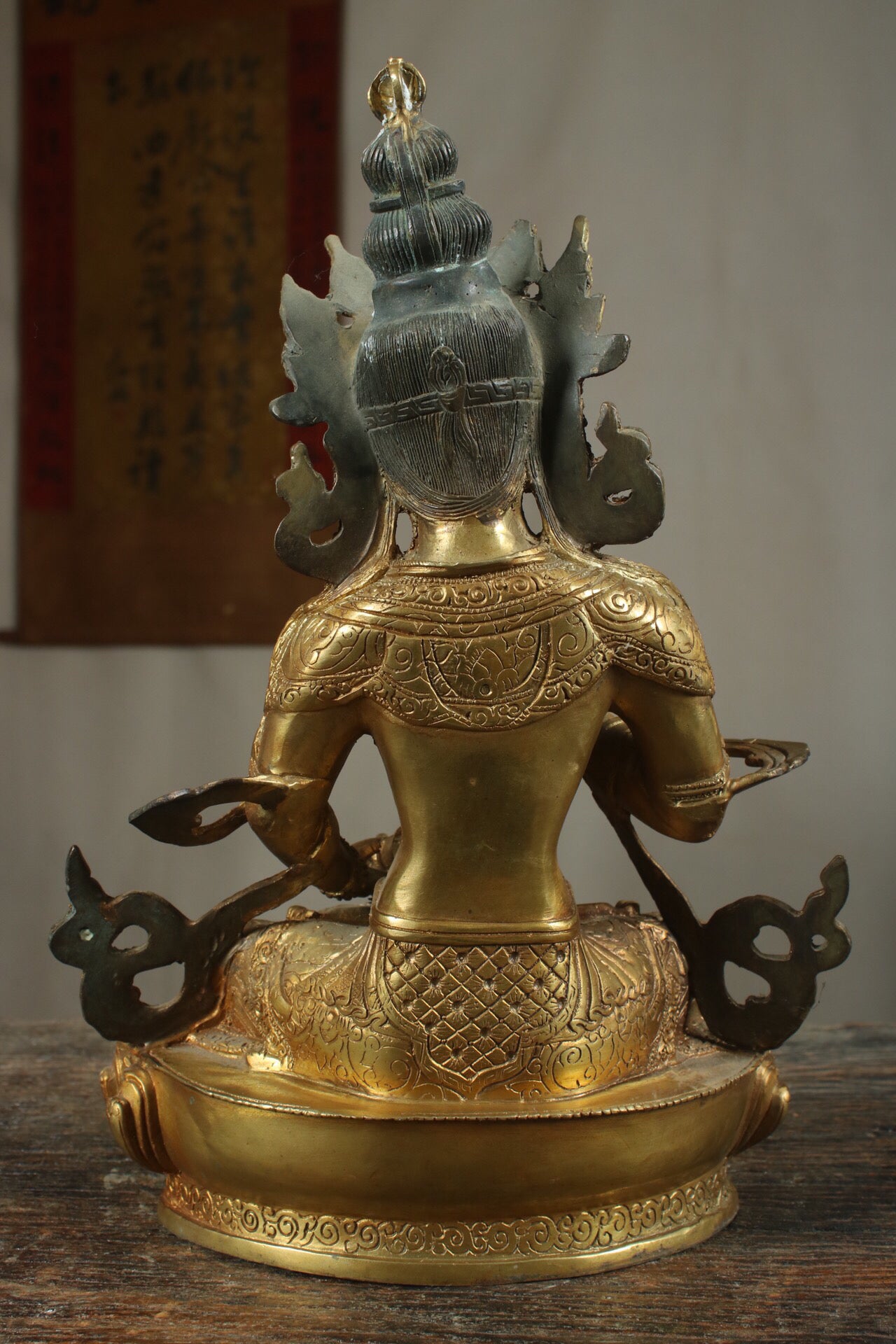 Chinese Antique Pure Copper Vajra Sutra Buddha Statue