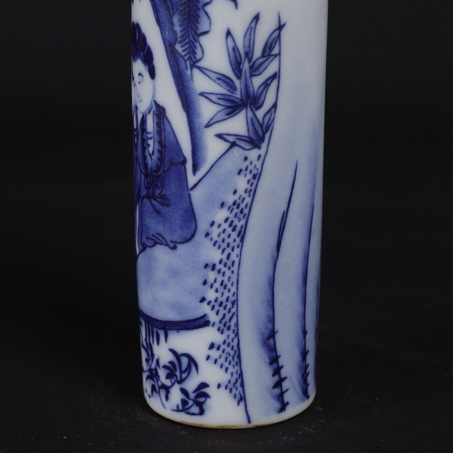 Blue and white lady reading picture pattern incense tube