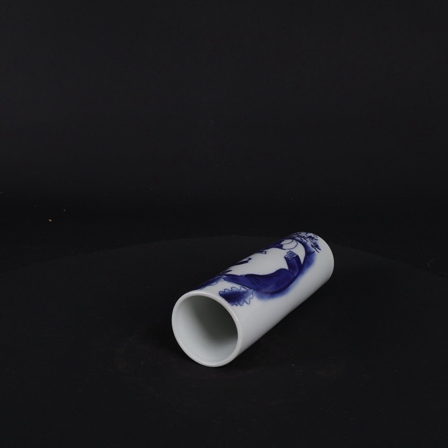 Blue and white lady reading picture pattern incense tube
