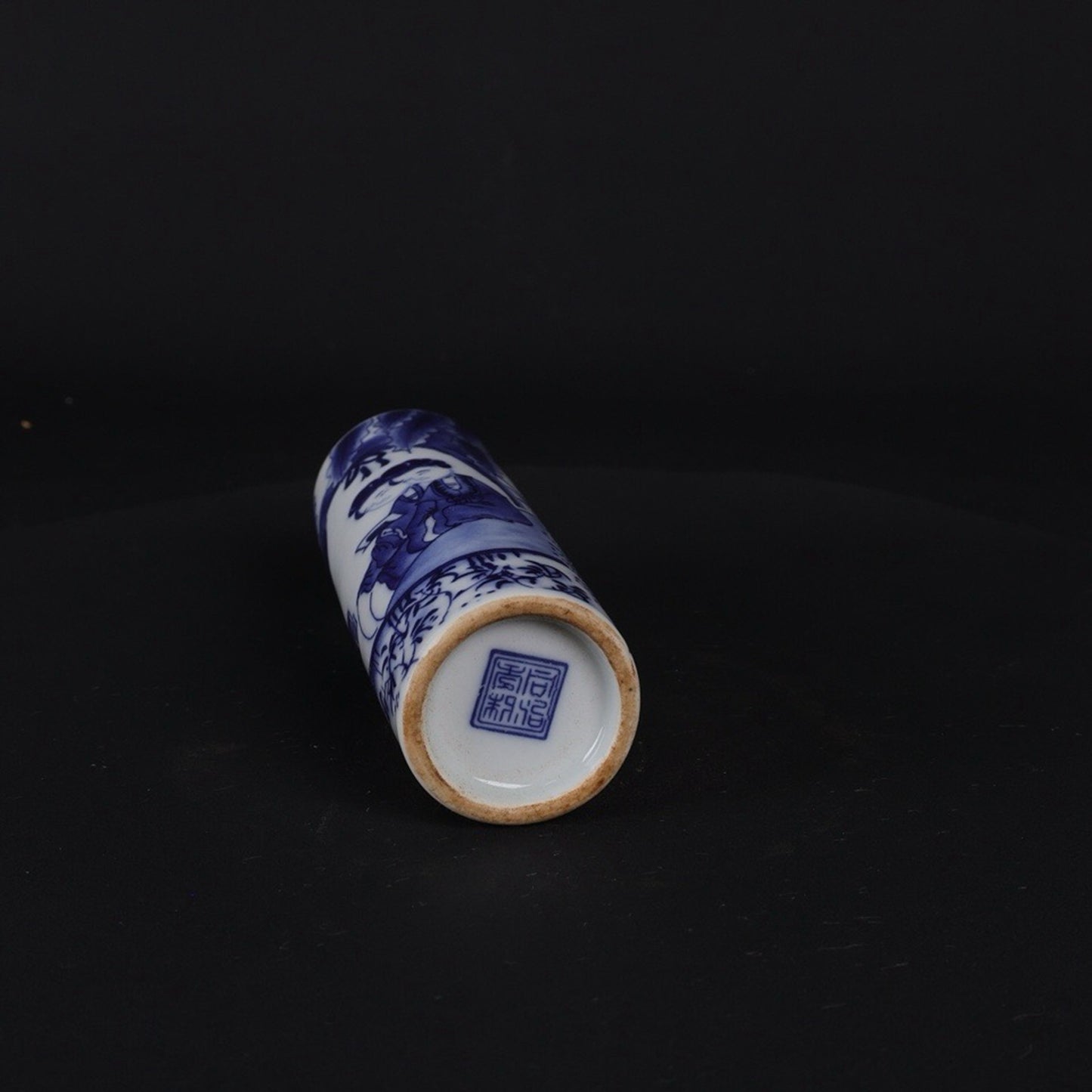 Blue and white lady reading picture pattern incense tube