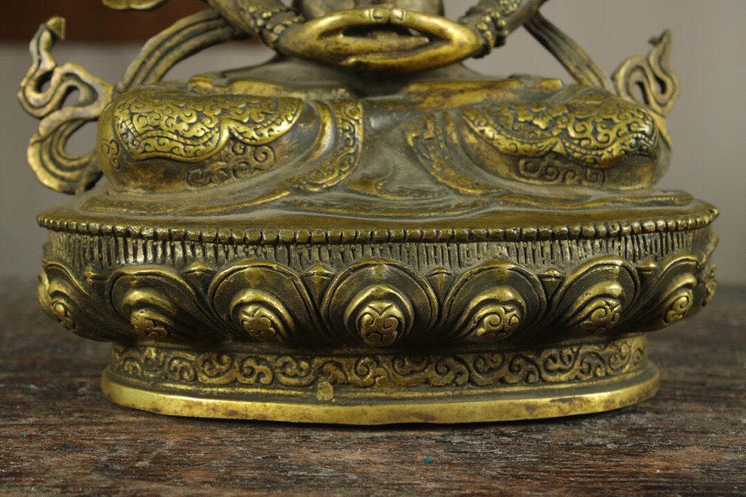 Chinese antique pure copper longevity Buddha statue