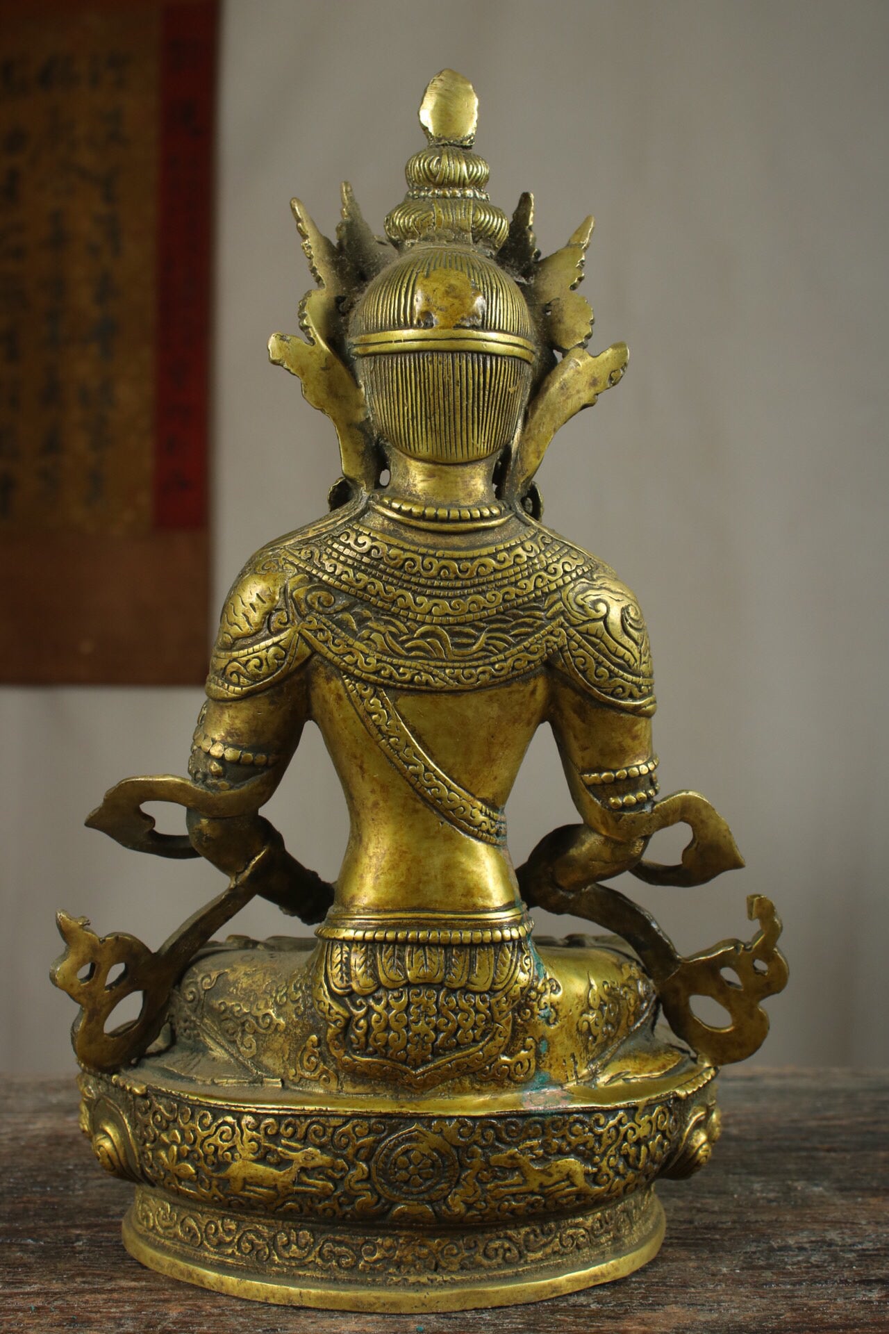 Chinese antique pure copper longevity Buddha statue