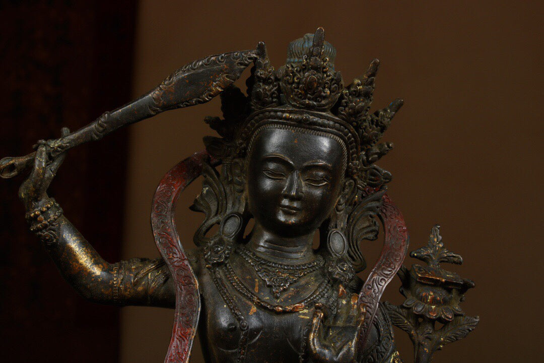Chinese antique pure copper statue of Manjushri Bodhisattva