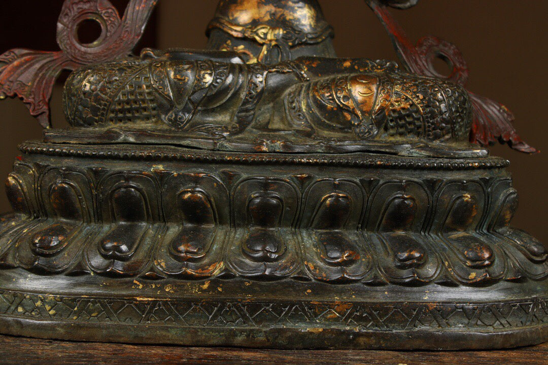 Chinese antique pure copper statue of Manjushri Bodhisattva