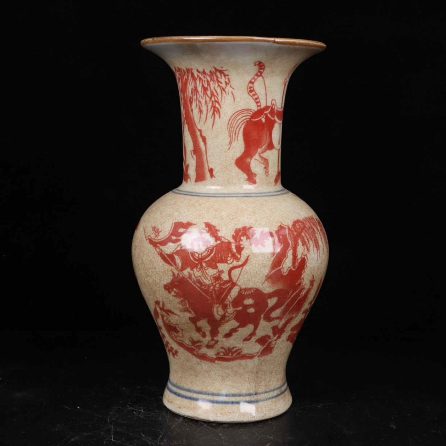 Glazed Red Ghost Valley Descending Mountain Pattern Flower Gu
