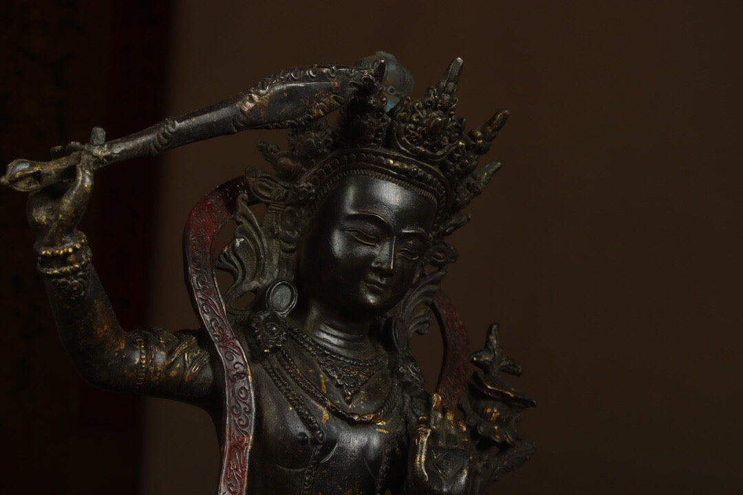 Chinese antique pure copper statue of Manjushri Bodhisattva